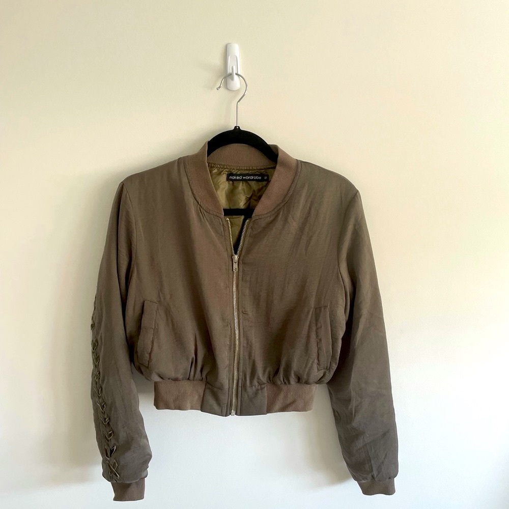 Naked Wardrobe Olive Bomber Jacket